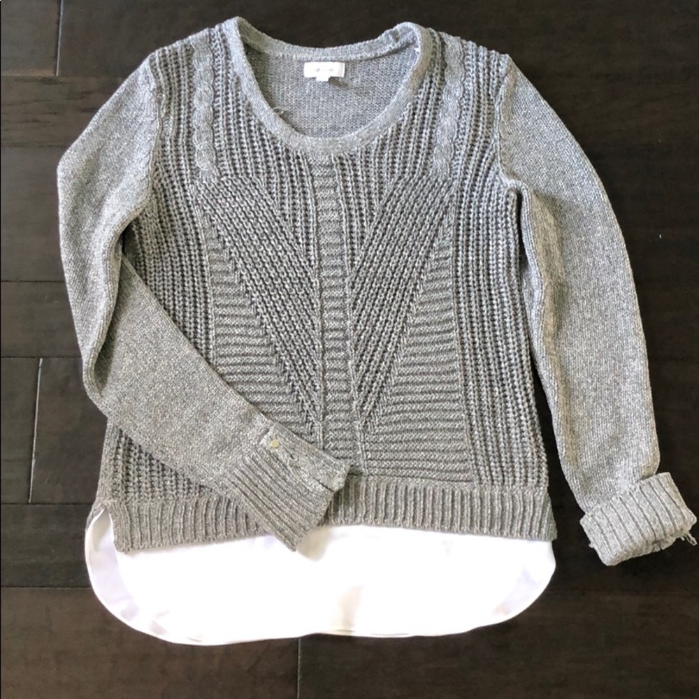 Calvin Klein grey sweater w/ white shirt connected